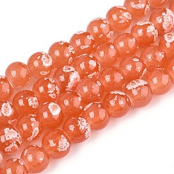 Коралловый Выпечка краска бисер пряди, круглые, коралл, 6~6.5 мм, отверстие : 1~1.2 мм, около 142~143 шт / нитка, 29.92~30.71 дюйм (76~78 см)