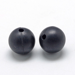 Black Food Grade Eco-Friendly Silicone Beads, Chewing Beads For Teethers, DIY Nursing Necklaces Making, Round, Black, 8~10mm, Hole: 1~2mm