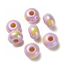 Thistle UV Plating Rainbow Iridescent Acrylic Beads, Two Tone, Rondelle, Thistle, 13.5~14x8.5~9mm, Hole: 4.5mm