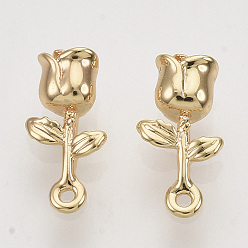 Echt 18 k vergoldet Messing Charme, Nickel frei, Rose, echt 18 k vergoldet, 10x5x3.5 mm, Bohrung: 0.8 mm