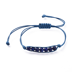 Lapis Lazuli Adjustable Natural Lapis Lazuli(Dyed) Braided Bead Bracelets, with Eco-Friendly Korean Waxed Polyester Cord, Faceted, 3/4 inch~3-7/8 inch(18~10.1cm)