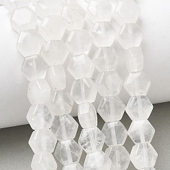 Quartz Crystal Natural Quartz Crystal Beads Strands, Rock Crystal, Hexagon, 8x8.5~9x5mm, Hole: 0.8mm, about 47~48pcs/strand, 15.16~15.35''(38.5~39cm)