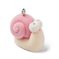 Snail Подвески из непрозрачной смолы, с платиновыми тоновыми железными петлями, улитка, 23.5x15x22 мм, отверстие : 2 мм