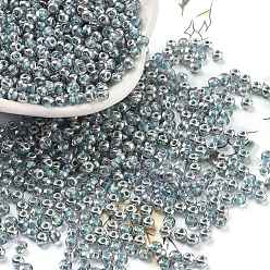 Бледно-бирюзовый Внутри цвета стеклянные бусины, с половиным покрытием серебряным, круглые, бледные бирюзовая, 3.5x2.5 мм, отверстие : 1 мм, Около 11250 шт / фунт