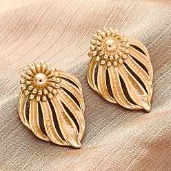 Настоящее золото 18K 304 из нержавеющей стали серьги, цветок, ионное покрытие (ip), реальный 18 k позолоченный, 27.5x20 мм