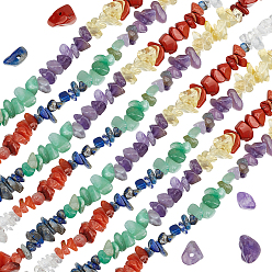 Смешанные камни 2 нити чакра натуральные смешанные драгоценные камни бусины нити, с синтетическими стеклянными бусинами, смешанные окрашенные и неокрашенные, 1~8x5~17x5~8 мм, отверстие : 0.9~1 мм, 15.55~15.94'' (39.5~40.5 см)