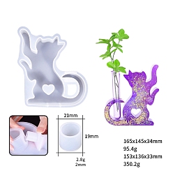 Белый Пищевые силиконовые формы для ваз своими руками, форма кошки, белые, 165x145x34 мм