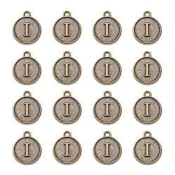 Letter I Сеттинги для кулона(кабошонов), сплав, для эмали, без кадмия и без свинца, плоские круглые с буквы, античная бронза, letter.i, 14x12x2 мм, отверстие : 1.5 мм