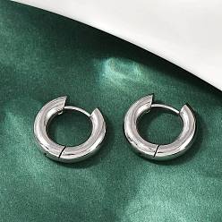 Нержавеющая Сталь Цвет 202 серьги-кольца для полировки из нержавеющей стали, 316 хирургический штифт из нержавеющей стали, цвет нержавеющей стали, 18x4 мм, штифты : 1 мм