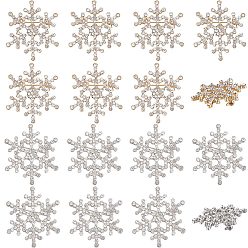 Платиновый & Золотой 10шт 2 цвета хрустальные стразы рождественская снежинка брошь булавка, булавка из сплава для женщин, платиной и золотом, 37x33x3 мм, 5 шт / цвет