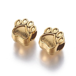 Античное Золото Европейские бусины тибетского стиля , без кадмия, без никеля и без свинца, отпечаток лапы, античное золото , 11x11x8 мм, отверстие : 5 мм