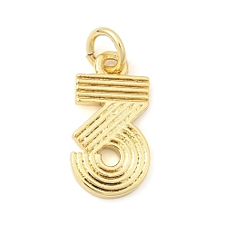 Настоящее золото 18K Латунные подвески, число 3 прелести, долговечный, без свинца и без кадмия, стойки покрытие, с целью перехода в кольце, реальный 18 k позолоченный, 15x8x2 мм, отверстие : 3.5 мм