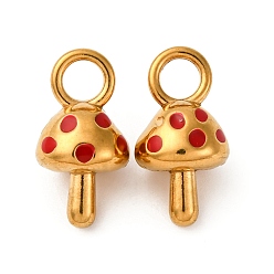 Гриб 304 нержавеющей стальной эмали подвески, золотые, гриб, 19.5x10.5x10 мм, отверстие : 4.4 мм