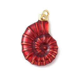 (123L) Белый крем непрозрачный блеск Латунь эмаль подвески, подвеска в виде ракушки, с целью перехода в кольце, без свинца и без кадмия, долговечный, стойки покрытие, реальный 18 k позолоченный, огнеупорный кирпич, 22x15.5x4 мм, отверстие : 3.4 мм