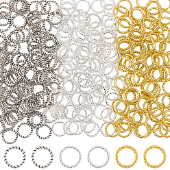 Mixed Color 300Pcs 3 Colors Alloy Linking Rings, Twisted Round Ring Shape, Mixed Color, 9.5x1.4mm, Inner Diameter: 6.8mm, 100pcs/color