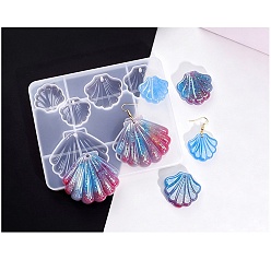 Shell Shape DIY силиконовые формы кулон, формы для литья смолы, для diy уф смолы, изготовление украшений из эпоксидной смолы, формы раковины, 126x153x12 мм, отверстие : 1.5~1.8 мм, Внутренние размеры: 31~56x33~62 mm