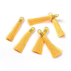 Золотистый Нейлоновые кисточки большие подвески, с железной фурнитурой, золотые, золотые, 80x8.5 мм, отверстие : 5x6.5 мм