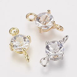 (52) Непрозрачная лаванда Латунные соединители со стразами, плоско-круглые, разноцветные, 15x9x5 мм, отверстие : 2 мм