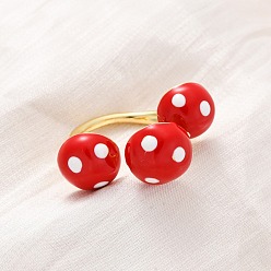 Малиновый Латунные эмалевые открытые манжеты для женщин, гриб, стойки покрытие, прочное покрытие, без кадмия и без свинца, малиновый, внутренний диаметр: 18 мм