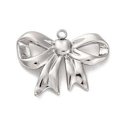 Нержавеющая Сталь Цвет Не тускнеющие 304 подвески из нержавеющей стали, очарование бантом, цвет нержавеющей стали, 22.5x30.5x4 мм, отверстие : 2 мм