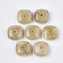 Светло-хаки Акриловые бусины, Стиль имитация драгоценных камней, квадратный, светлый хаки, 31~31.5x31~31.5x14~14.5 мм, Отверстие : 3.5~4 мм , около 46 шт / 500 г