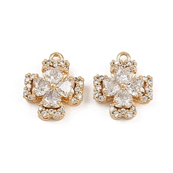 Настоящее золото 18K Латунные микро проложить кубического циркония подвески, , реальный 18 k позолоченный, 14.5x12.5x5 мм, отверстие : 1 мм