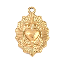 Золотой 304 подвески из нержавеющей стали, очарование священного сердца, золотые, 21x14x3 мм, отверстие : 1.5 мм