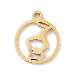 Body 304 прелести нержавеющей стали, лазерная резка, золотые, йога, 12x10x1 мм, отверстие : 1 мм