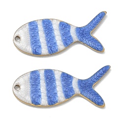 Blue 304 Stainless Steel with Enamel Pendants, Fish Charms, Ion Plating(IP), Real 18K Gold Plated, Blue, 29x13x2mm, Hole: 1.5mm