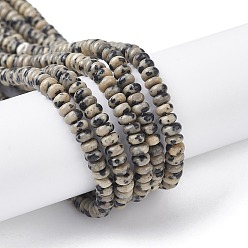 Далматинских Джаспер Природные яшмы далматин бисер нитей, рондель, 4.5x2.5 мм, отверстие : 0.8 мм, около 158 шт / нитка, 15.55 дюйм (39.5 см)