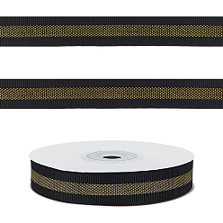 Black Polyester Ribbon, for Gift Packing, Black, 5/8 inch(16.5mm), about 20.00 Yards(18.29m)/Roll