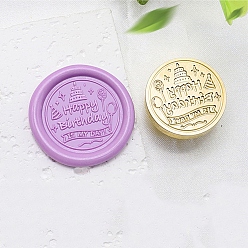 Food Золотистый тон сургучной печати, латунные головки штампов, для сургучной печати, сериал с днем рождения, торт, 24x14 мм, отверстие : 7 мм