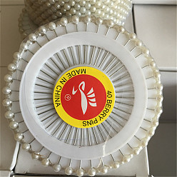 Белый Железа контакты, с пластиковыми бусинами из искусственного жемчуга, корсажные булавки, булавки для пошива одежды, белые, 38x4 мм, штифты : 0.6 мм, 40 шт / комплект