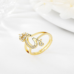 Letter G Латунные микро проложить пальцев кольца кубического циркония, без кадмия, без никеля и без свинца, для женщин, Буква G, размер США 3 (14 мм)