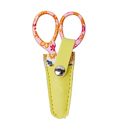 Зелено-Желтый Ножницы из нержавеющей стали, швейные ножницы, с обивкой из искусственной кожи, зеленый желтый, 97x48 мм