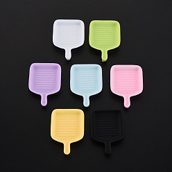Mixed Color Opaque Resin Cabochons, Pan, Mixed Color, 34.5x24.5x5~6mm, inner diameter: 19x21mm
