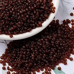 (RR134F) Matte Transparent Dark Topaz Миюки круглые бусины рокайль, японский бисер, (rr 134 f) матовый прозрачный темный топаз, 8/0, 3 мм, отверстие : 1 мм, о 422~455шт / бутылка, 10 г / бутылка