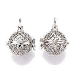 Платина Подвески из латуни, без никеля , для ожерелья, полый круглый, платина, 32x29x25 мм, отверстие : 6x7 мм, внутренней меры: 20 мм