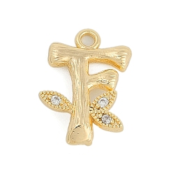 Letter F Латунные хрустальные стразы буквы звенья соединительные подвески, без кадмия, без никеля и без свинца, реальный 18 k позолоченный, Буква F, 15x11x4 мм, отверстия : 1.2 mm и 1.5 мм