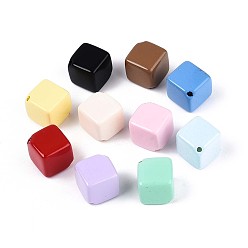 (52) Непрозрачная лаванда Краска для запекания непрозрачные акриловые бусины, кубические, разноцветные, 15x14x14 мм, отверстие : 1.5~1.6 мм