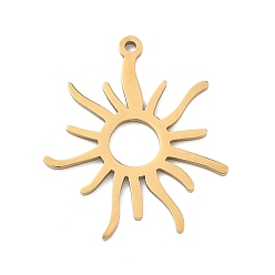 Золотистый 201 подвески из нержавеющей стали, солнце, золотые, 24.5x21x1 мм, отверстие : 1.2 мм