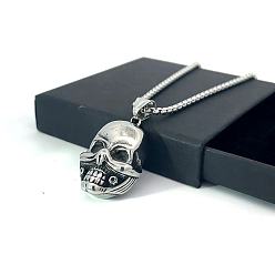 Нержавеющая Сталь Цвет Кулон в виде черепа в стиле панк, ожерелье из титановой стали, украшения для мужчин и женщин.