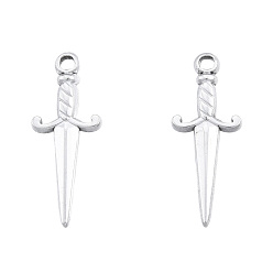 Нержавеющая Сталь Цвет Не тускнеющие 201 подвески из нержавеющей стали, меч, цвет нержавеющей стали, 27.5x10.5x2.5 мм, отверстие : 2~2.5 мм