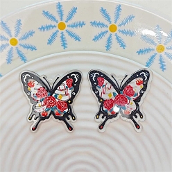 Малиновый Прозрачные акриловые подвески-бабочки, малиновый, 37x36 мм