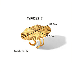 Золотой 1 преувеличенные винтажные плоские круглые серьги из поликарбоната 304 серьги-каффы из нержавеющей стали, золотые, 39.5x27.5 мм