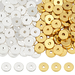 (52) Непрозрачная лаванда 200 шт. 2 цвета латунных дистанционных бусин, плоско-круглые, разноцветные, 6x1 мм, отверстие : 1.5 мм, 100 шт / цвет