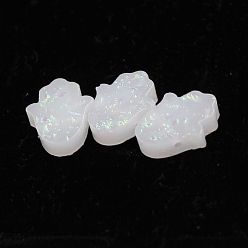 White Opaque Resin Beads, Hamsa Hand, White, 14x12mm