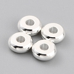 Посеребрённый Латунные бусины, долговечный, плоско-круглые, 925 серебро покрытием, 4.2x1.5 мм, отверстие : 1.5 мм