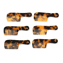 Оранжевый Подвески из ацетата целлюлозы, расческа с леопардовым узором, оранжевые, 18x50x3 мм, отверстие : 3 мм