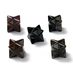 (RRHB277) Кристалл на подкладке из медово-бежевого цвета Натуральный индийский агат, скульптура, целебный кристалл, звездный орнамент меркаба, украшение домашнего офиса, 20x20x20 мм